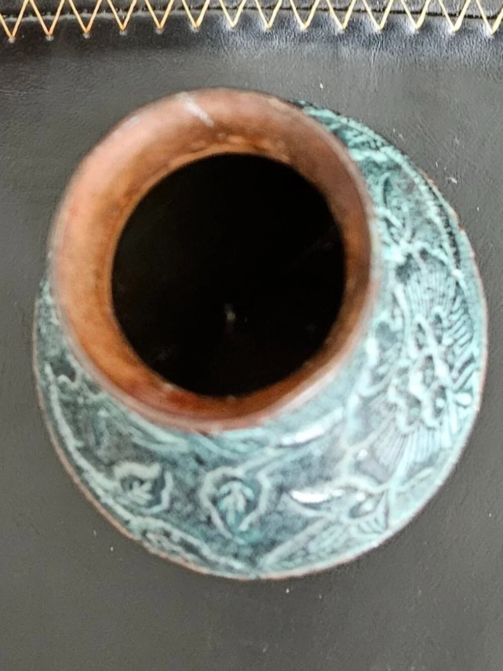 Vintage Patinated dark bronze metal bud Vase size small